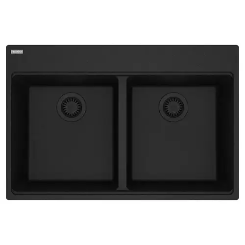 Maris Fragranite Double Bowl Kitchen Sink, 33" x 22", Dual Mount, Onyx Maris Fragranite Double Bowl Kitchen Sink, 33" x 22", Dual Mount, Onyx