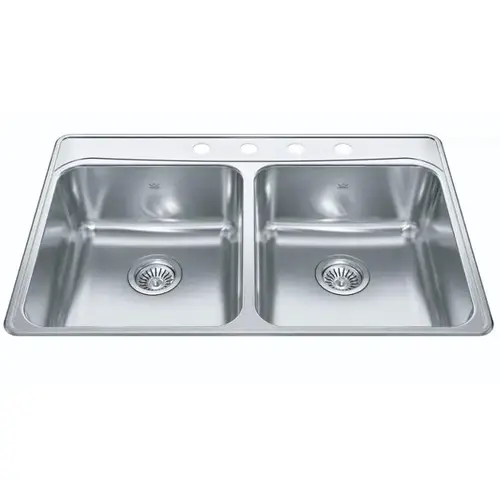 Kindred Double Bowl Stainless Steel Top Mount Kitchen Sink, 33" x 22" Kindred Double Bowl Stainless Steel Top Mount Kitchen Sink, 33" x 22"