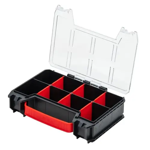 Small Parts Organizer, 8 Compartment, Transparent Polycarbonate Lid Small Parts Organizer, 8 Compartment, Transparent Polycarbonate Lid