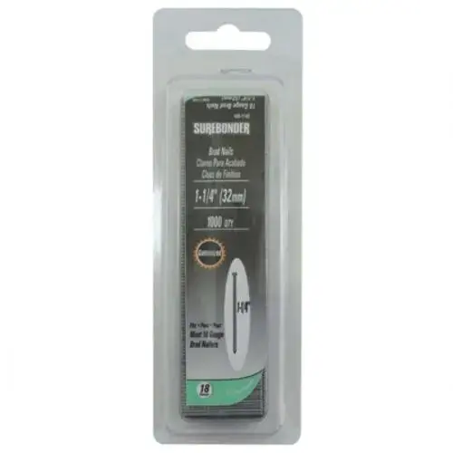 Brad Nail, 18-Gauge, 1-1/4", Galvanized, Box of 1000 Brad Nail, 18-Gauge, 1-1/4", Galvanized, Box of 1000