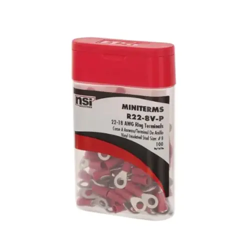 22-18 AWG INS RING TERM #8 STUD 100 PK 22-18 AWG INS RING TERM #8 STUD 100 PK