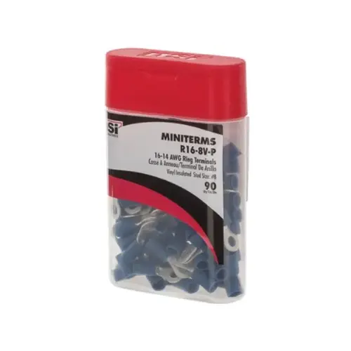 16-14 AWG INS RING TERM #8 STUD 90 PK 16-14 AWG INS RING TERM #8 STUD 90 PK