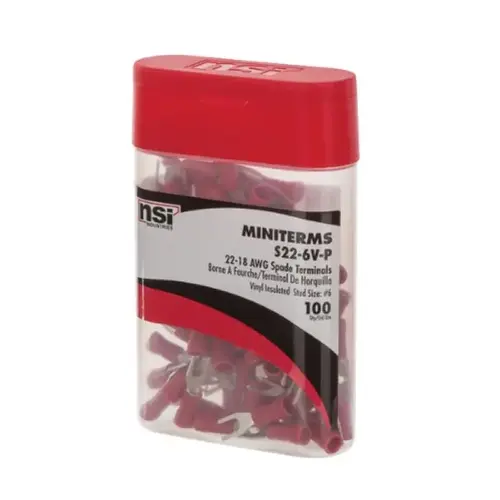 22-18 AWG INS SPADE TERM #6 STUD 100 P 22-18 AWG INS SPADE TERM #6 STUD 100 P