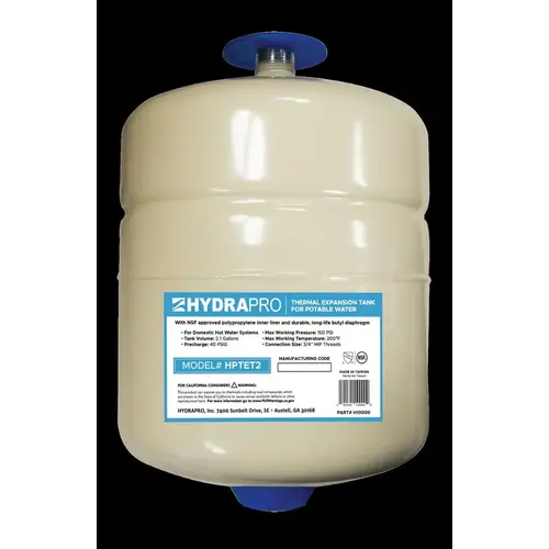 HydraPro Thermal Expansion Tank, 2.1 Gallon HydraPro Thermal Expansion Tank, 2.1 Gallon