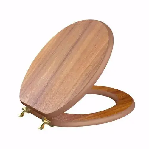 Round Wood Toilet Seat, Light Oak, Brass Top Mount Hinges Round Wood Toilet Seat, Light Oak, Brass Top Mount Hinges