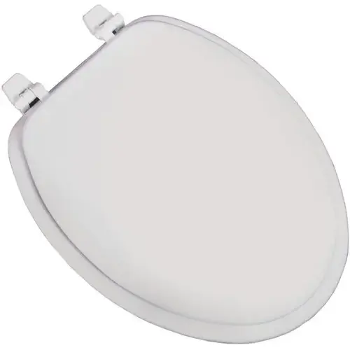 Elongated Closed Front Wood Toilet Seat, White Elongated Closed Front Wood Toilet Seat, White