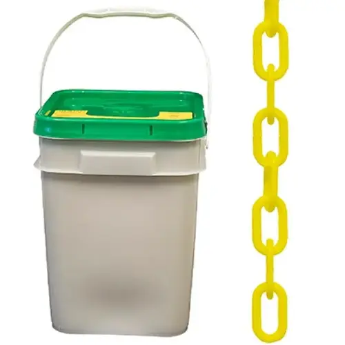 Plastic Chain, 2" Link, 160 ft, Yellow, Pail Plastic Chain, 2" Link, 160 ft, Yellow, Pail