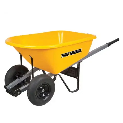 Poly Dual Wheel Wheelbarrow, 6 cu ft, Yellow Poly Dual Wheel Wheelbarrow, 6 cu ft, Yellow