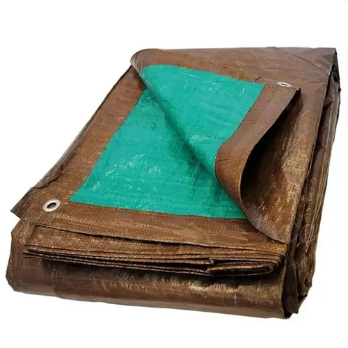 8 X 10 FT BROWN / GREEN POLY TARP 8 X 10 FT BROWN / GREEN POLY TARP