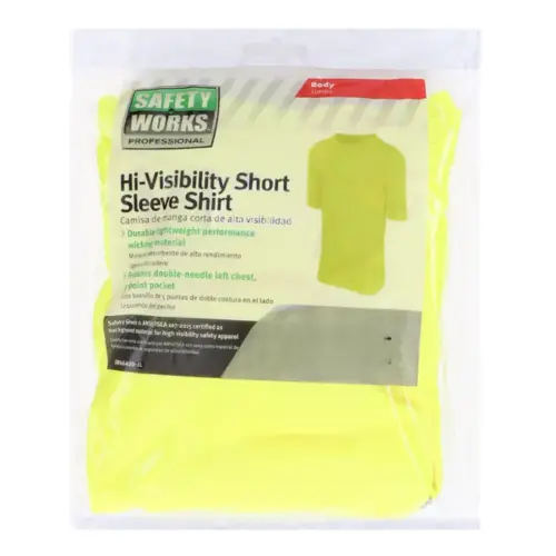 Yellow Short Sleeve High-Visibility Shirt, Non-ANSI, XL Yellow Short Sleeve High-Visibility Shirt, Non-ANSI, XL