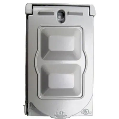 Single-Gang Vertical Weatherproof Receptacle Cover, Lockable, Multi-Use, Gray Single-Gang Vertical Weatherproof Receptacle Cover, Lockable, Multi-Use, Gray