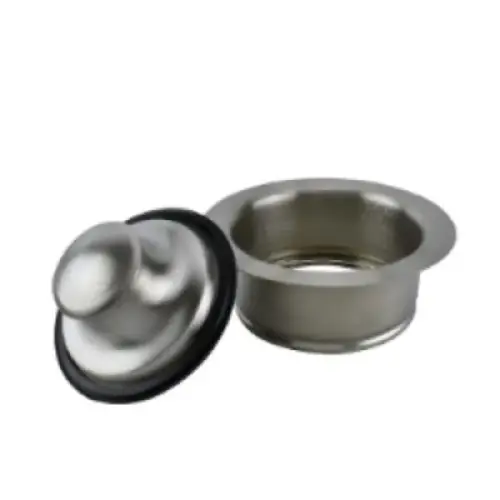 Garbage Disposal Flange and Stopper, Brushed Nickel, Brass Garbage Disposal Flange and Stopper, Brushed Nickel, Brass