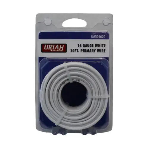 Automotive Primary Wire, 30 ft, 16 AWG, White Automotive Primary Wire, 30 ft, 16 AWG, White