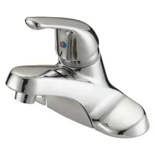 Lavatory Faucet, Single Lever Handle, 4-inch Centerset, Pop-Up Drain, Chrome Lavatory Faucet, Single Lever Handle, 4-inch Centerset, Pop-Up Drain, Chrome
