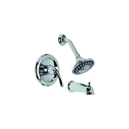 Single-Handle Tub and Shower Faucet, Chrome, With Self-Cleaning Showerhead Single-Handle Tub and Shower Faucet, Chrome, With Self-Cleaning Showerhead