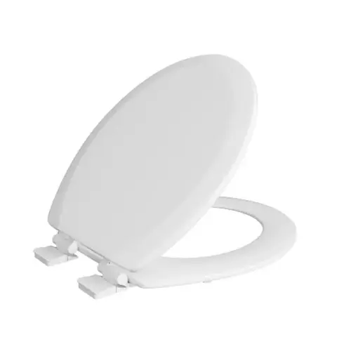 Wood Round Slow-Close Toilet Seat White Wood Round Slow-Close Toilet Seat White