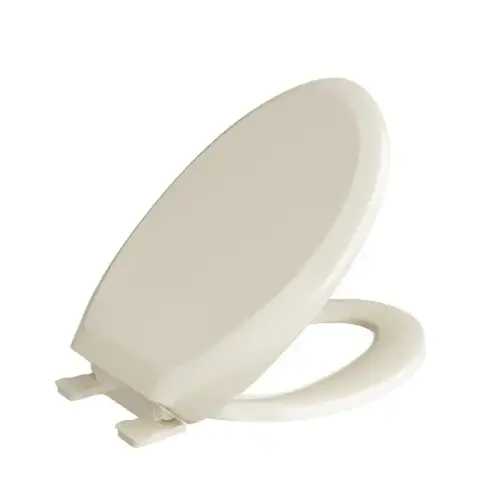 Slow-Close Elongated Closed Front Plastic Toilet Seat, Bone Slow-Close Elongated Closed Front Plastic Toilet Seat, Bone