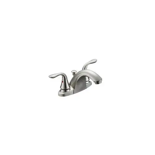 Lavatory Faucet, 4-Inch Centerset, Two-Handle, Brushed Nickel with Pop-Up Drain Lavatory Faucet, 4-Inch Centerset, Two-Handle, Brushed Nickel with Pop-Up Drain
