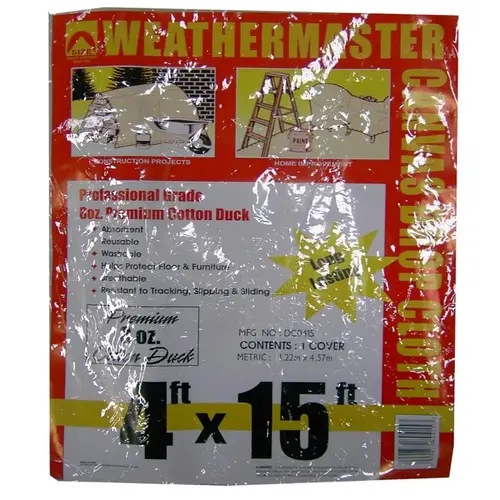 Canvas Drop Cloth, 4 x 15 ft, 8 oz Canvas Drop Cloth, 4 x 15 ft, 8 oz