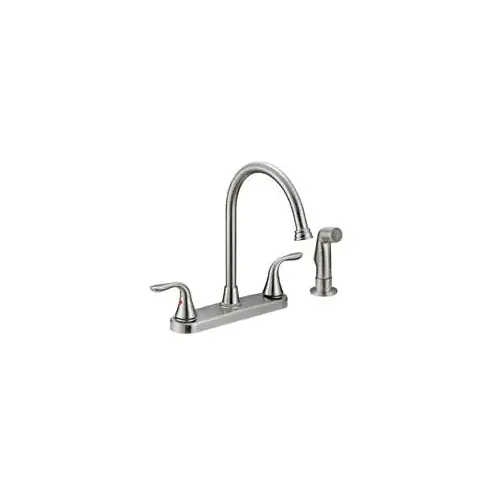 Kitchen Faucet, 2-Handle, High-Arc, Side Spray, Brushed Nickel Kitchen Faucet, 2-Handle, High-Arc, Side Spray, Brushed Nickel
