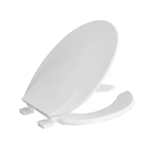 Plastic Elongated Heavy-Duty Open-Front Toilet Seat White Plastic Elongated Heavy-Duty Open-Front Toilet Seat White