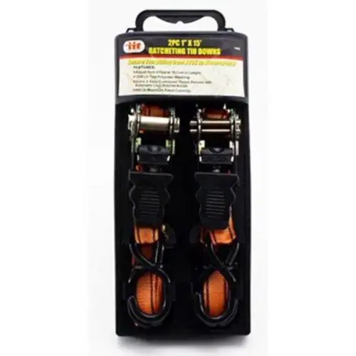 Ratchet Tie-Down Straps, 1" x 15', Pack of 2 Ratchet Tie-Down Straps, 1" x 15', Pack of 2