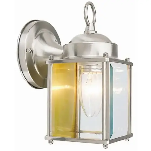Outdoor Wall Light, 1-Light, 7.91" H, Satin Nickel, Clear Glass Outdoor Wall Light, 1-Light, 7.91" H, Satin Nickel, Clear Glass