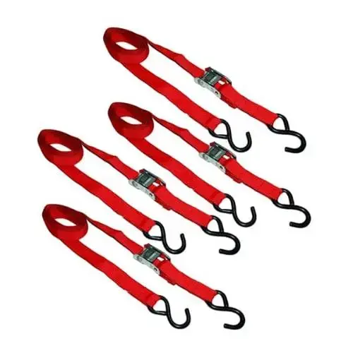Cam Buckle Tie-Down Strap, 1" x 6 ft, S-Hook Cam Buckle Tie-Down Strap, 1" x 6 ft, S-Hook