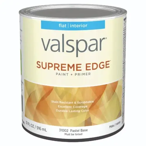 Supreme Edge Interior Paint, Flat, Pastel Base, 1 Quart Supreme Edge Interior Paint, Flat, Pastel Base, 1 Quart