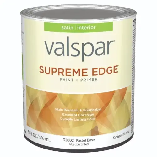 Supreme Edge Interior Paint, Satin, Pastel Base, 1-Quart Supreme Edge Interior Paint, Satin, Pastel Base, 1-Quart