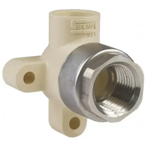 CPVC 90 Degree Drop Ear Elbow, 1/2" Socket CTS x Stainless Steel FIPT CPVC 90 Degree Drop Ear Elbow, 1/2" Socket CTS x Stainless Steel FIPT