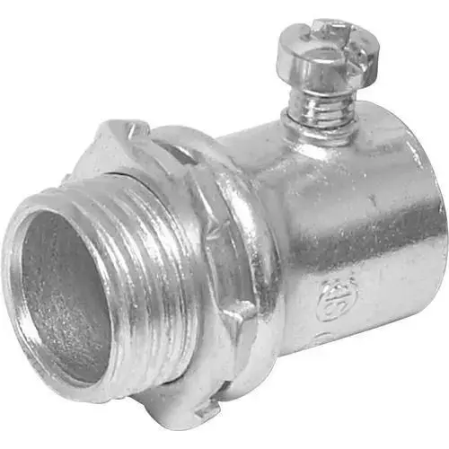 EMT Conduit Connector, 1 Inch, Set Screw, Steel, Concrete Tight EMT Conduit Connector, 1 Inch, Set Screw, Steel, Concrete Tight