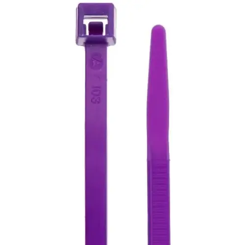 Nylon 6/6 Cable Tie, 8", Purple, 40 lb Tensile Strength, Pack of 100 Nylon 6/6 Cable Tie, 8", Purple, 40 lb Tensile Strength, Pack of 100