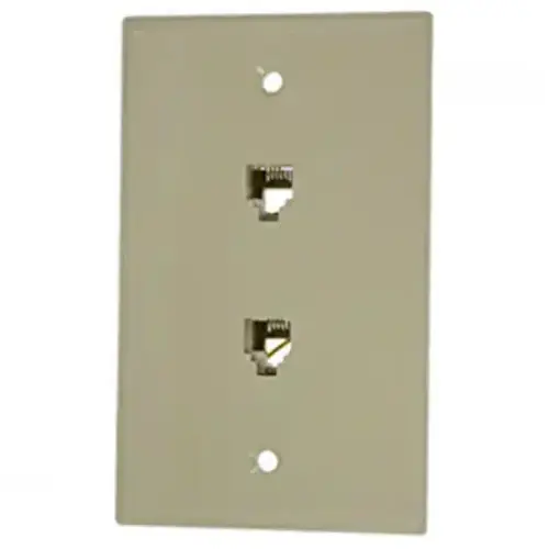 Duplex Telephone Wall Jack, 6P4C, Screw Terminal, Ivory Duplex Telephone Wall Jack, 6P4C, Screw Terminal, Ivory