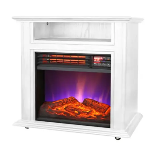 Comfort Glow Mobile Electric Fireplace, Quartz Heater, White, 5120 BTU Comfort Glow Mobile Electric Fireplace, Quartz Heater, White, 5120 BTU