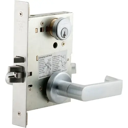 Classroom Mortise Lock C Keyway with 07 Lever and A Rose Satin Chrome Finish Classroom Mortise Lock C Keyway with 07 Lever and A Rose Satin Chrome Finish