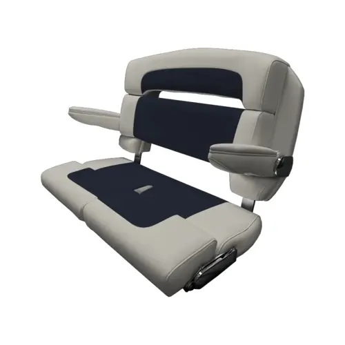 40" Custom Capri Helm Bench, Double Bolster Capriccio Navy 40" Custom Capri Helm Bench, Double Bolster Capriccio Navy