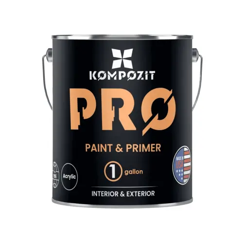 PRO Paint and Primer, Interior and Exterior, Acrylic White, 1 Gallon Size, Semi-Gloss Finish PRO Paint and Primer, Interior and Exterior, Acrylic White, 1 Gallon Size, Semi-Gloss Finish