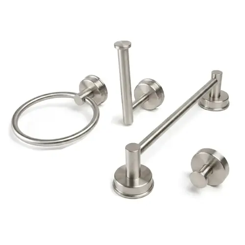 No-Drill 5-Piece Bathroom Set (Round) - Brushed Stainless No-Drill 5-Piece Bathroom Set (Round) - Brushed Stainless