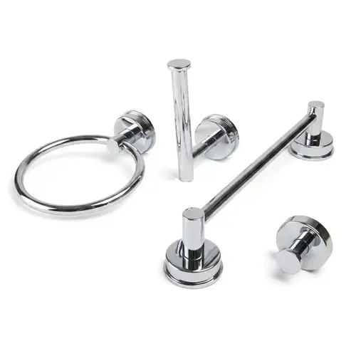 No-Drill 5-Piece Bathroom Set (Round) - Chrome No-Drill 5-Piece Bathroom Set (Round) - Chrome