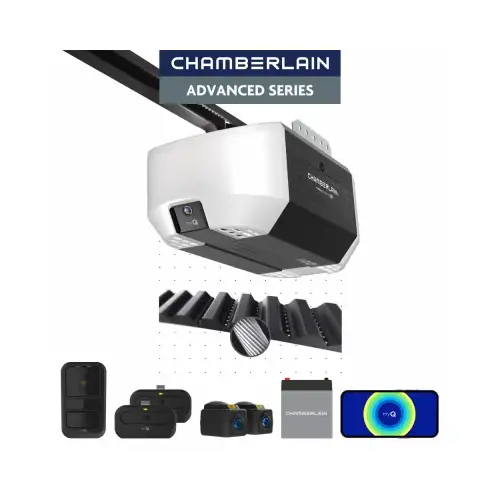 3/4 HP Belt Drive Smart Garage Door Opener with Fixed Camera, Battery Backup, 2-Bulb Lighting, and myQ Connectivity 3/4 HP Belt Drive Smart Garage Door Opener with Fixed Camera, Battery Backup, 2-Bulb Lighting, and myQ Connectivity