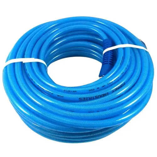 Forney Flex Air Hose, 1/4 in ID, 50 ft L, MNPT, 210 psi Pressure, Polyurethane, Blue Forney Flex Air Hose, 1/4 in ID, 50 ft L, MNPT, 210 psi Pressure, Polyurethane, Blue
