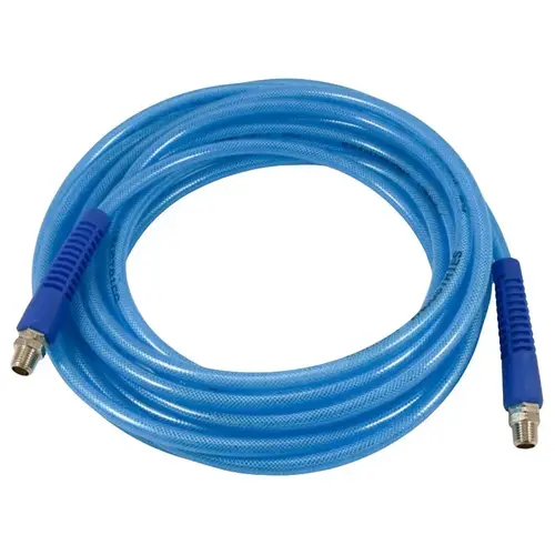 Forney Flex Hose, 1/4 in ID, 25 ft L, MNPT, 210 psi Pressure, Polyurethane, Blue Forney Flex Hose, 1/4 in ID, 25 ft L, MNPT, 210 psi Pressure, Polyurethane, Blue