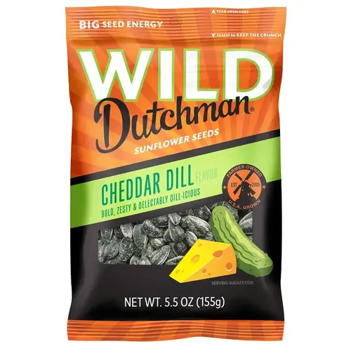WILD Dutchman Roasted Sunflower Seed, Cheddar Dill, 5.5 oz Bag WILD Dutchman Roasted Sunflower Seed, Cheddar Dill, 5.5 oz Bag