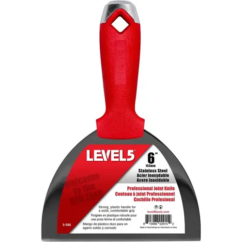 Level5 Joint Knife, 6 in W Blade, Stainless Steel Blade, Solid Grip Handle, Polypropylene Handle Level5 Joint Knife, 6 in W Blade, Stainless Steel Blade, Solid Grip Handle, Polypropylene Handle