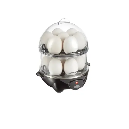 Hamilton Beach 3-in-1 Egg Cooker, 14 Eggs, 300 W, Plastic, Black Hamilton Beach 3-in-1 Egg Cooker, 14 Eggs, 300 W, Plastic, Black