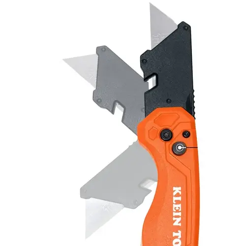 Klein Tools Folding Utility Knife, 1 in L Blade, Steel Blade, 1-Blade, Ergonomic Handle, Orange Handle Klein Tools Folding Utility Knife, 1 in L Blade, Steel Blade, 1-Blade, Ergonomic Handle, Orange Handle