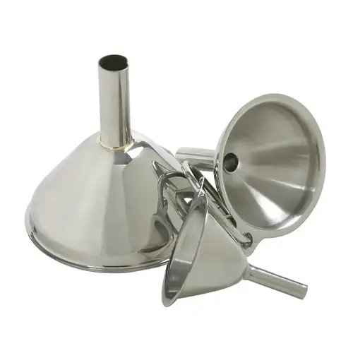 Norpro Funnel, 1/4, 3/8, 1/2 in Spout, Stainless Steel Norpro Funnel, 1/4, 3/8, 1/2 in Spout, Stainless Steel