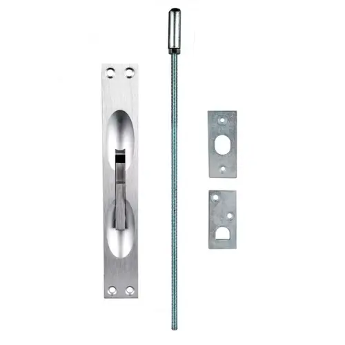Lever Flush Bolt, Extruded Aluminum, 12" Rod, 1" x 6-3/4" Faceplate Lever Flush Bolt, Extruded Aluminum, 12" Rod, 1" x 6-3/4" Faceplate