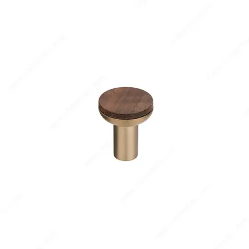 Modern Metal and Wood Knob - 1350 Walnut / Honey Gold Modern Metal and Wood Knob - 1350 Walnut / Honey Gold